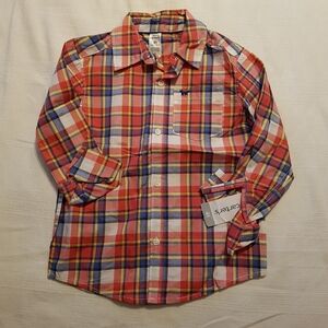 Carter's boys size 4T long sleeve plaid button down shirt New